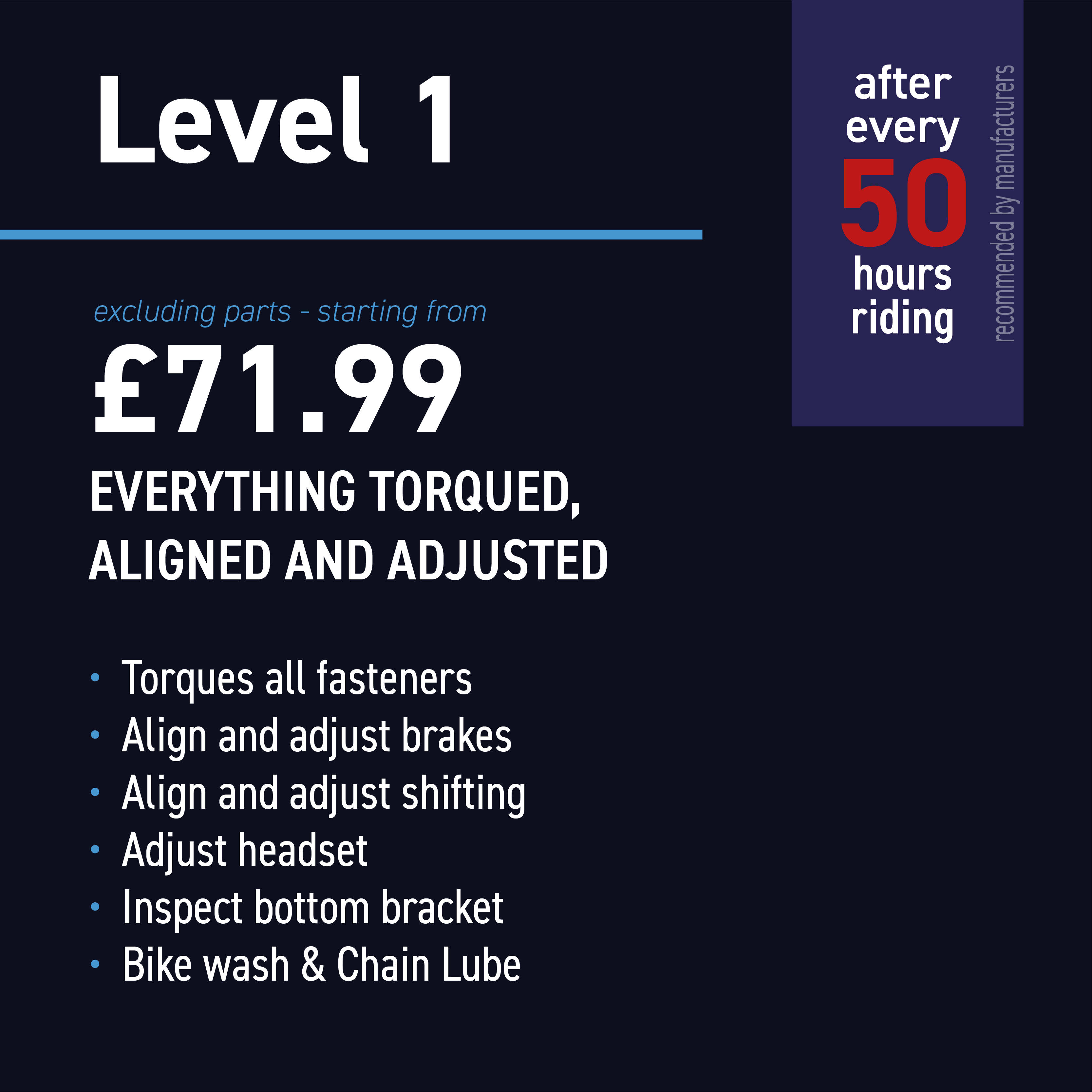 Level 1 Service - from £71.99